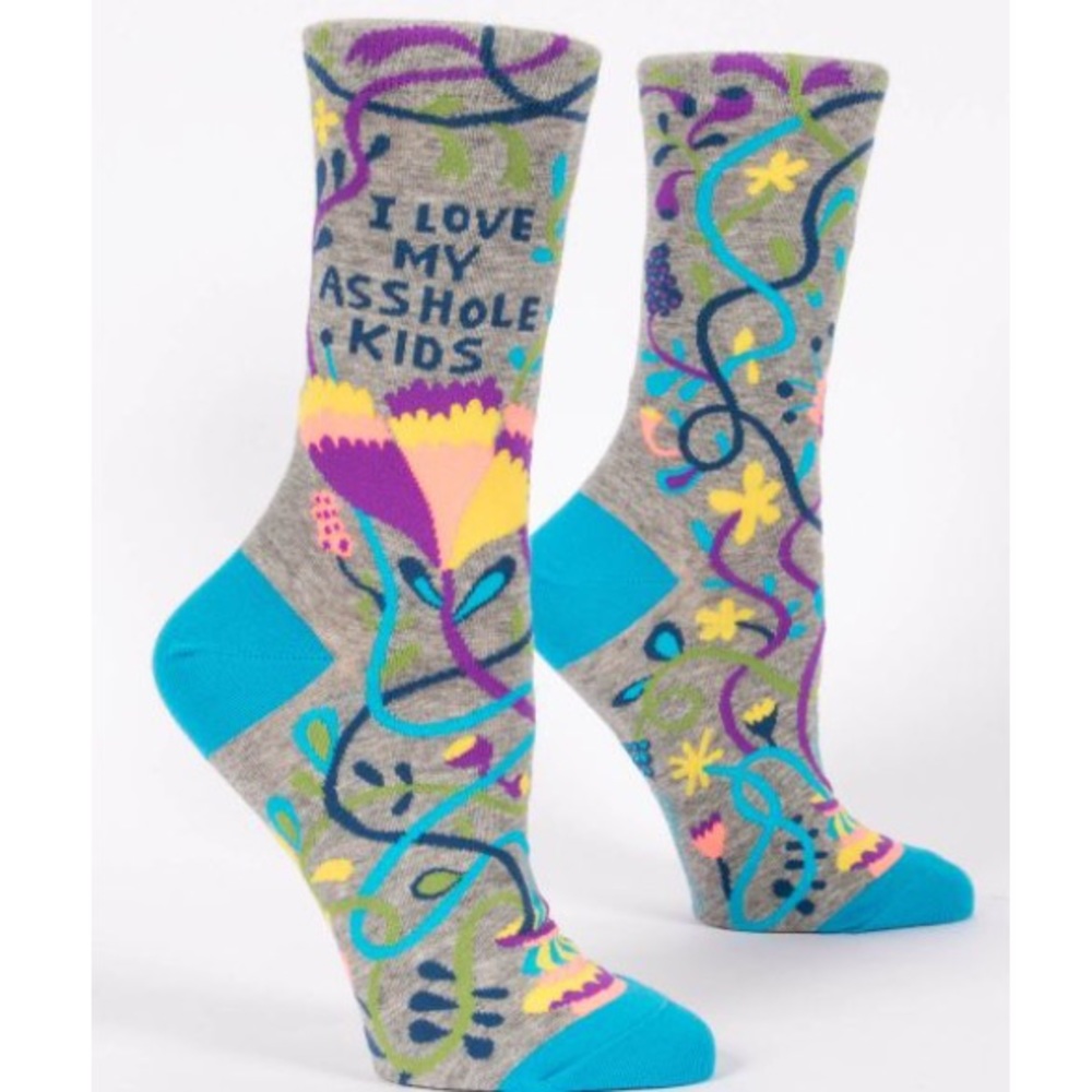 “ I LOVE MY ASSHOLE KIDS” women’s Crew Socks